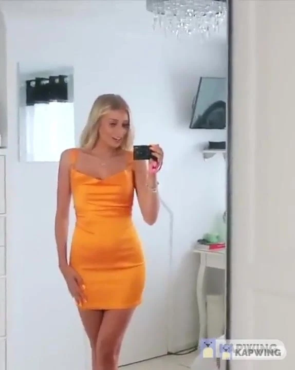 Orange satin minidress