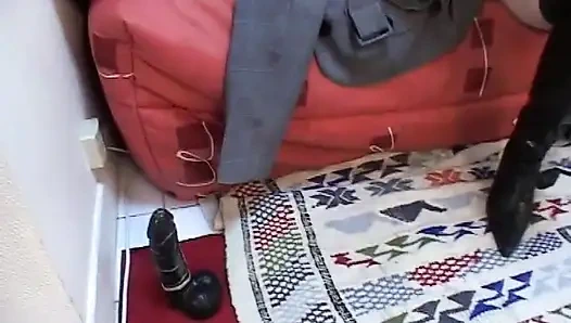 Géraldine plays with a big dildo