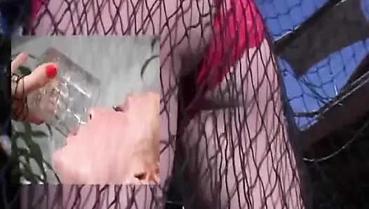 Cewek nakal dengan stoking jaring-jaring ini di-gangbang habis-habisan sampai lubangnya menganga lebar