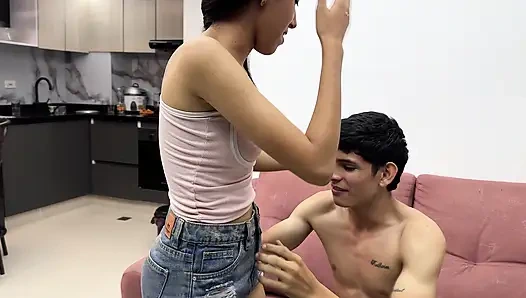 Horny friend put his rich cock inside the fries for his sexy Latina friend. ENDS IN REAL HOMEMADE SEX