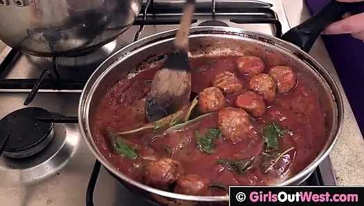 Curvy chick with huge boobs gets licked by her hairy girlfriend