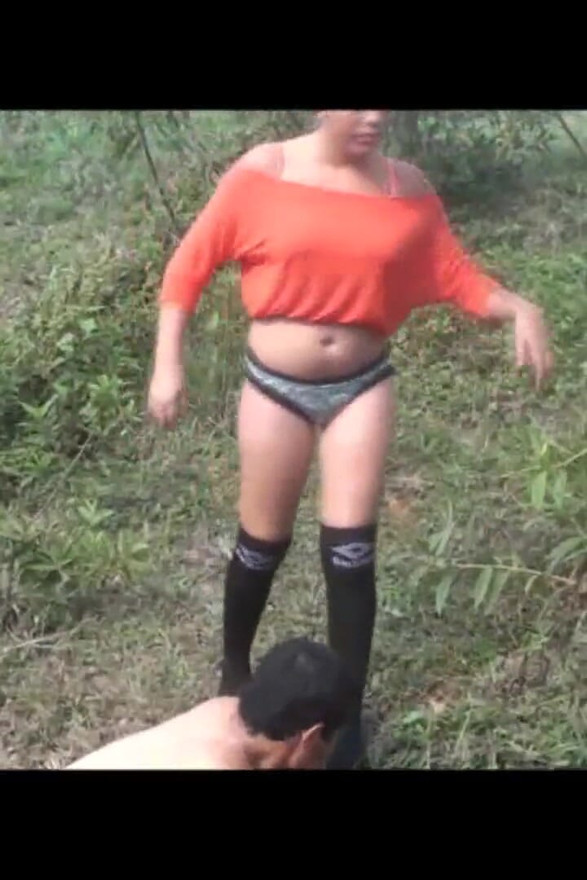 Head kicking action outdoors