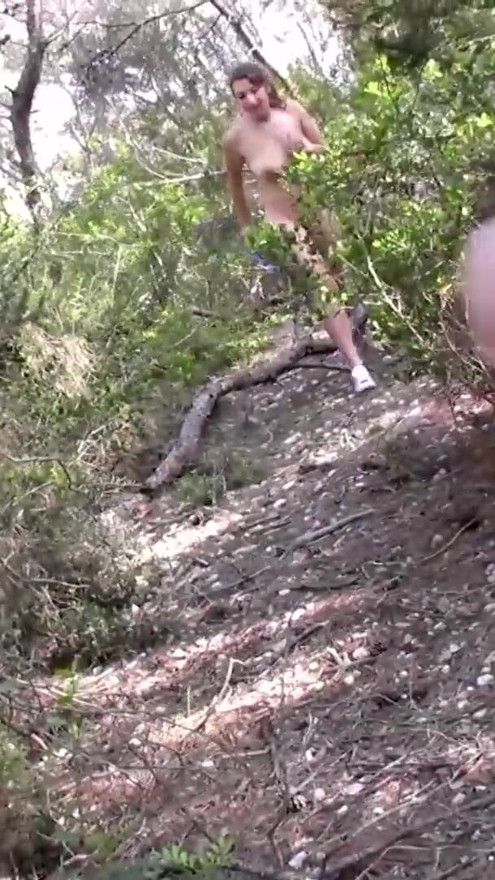 A cute runner takes a break to suck a huge cock in the forest | Clip 3