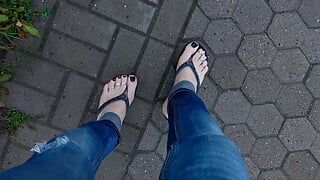 tempting on a walk with my sexy feet in the park
