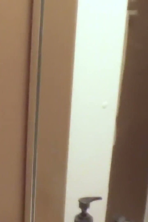Busty Brunette Films Herself - Fingering in the Bathroom Mirror