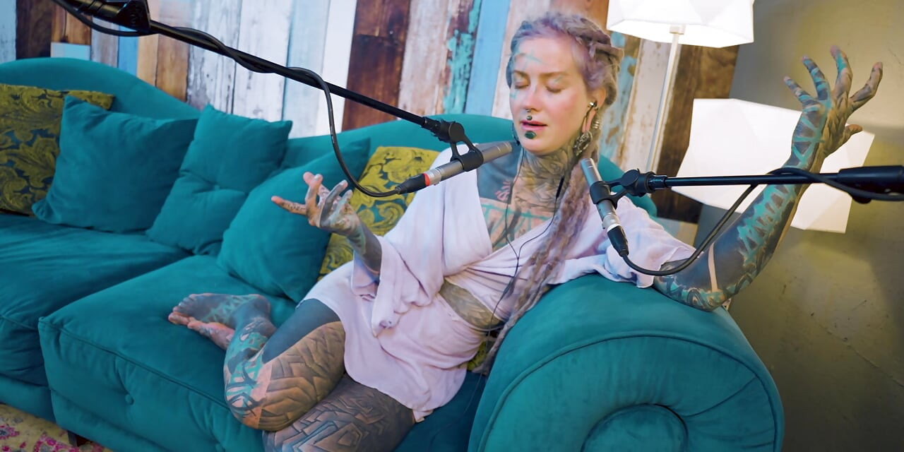 I talk about B - Bordem - ASMR podcast SFW talking goth skinny girl dreadlocks tattoo model inked girl