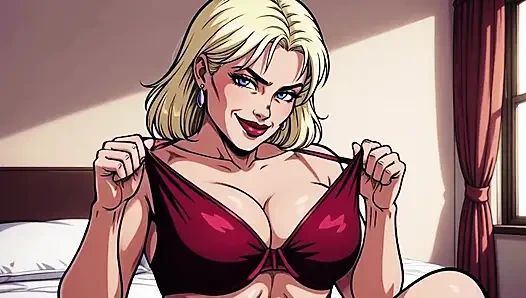 Yatak odasındaki ai yaşlı kadınlar memelerini azdırıyor ve teşhir ediyor