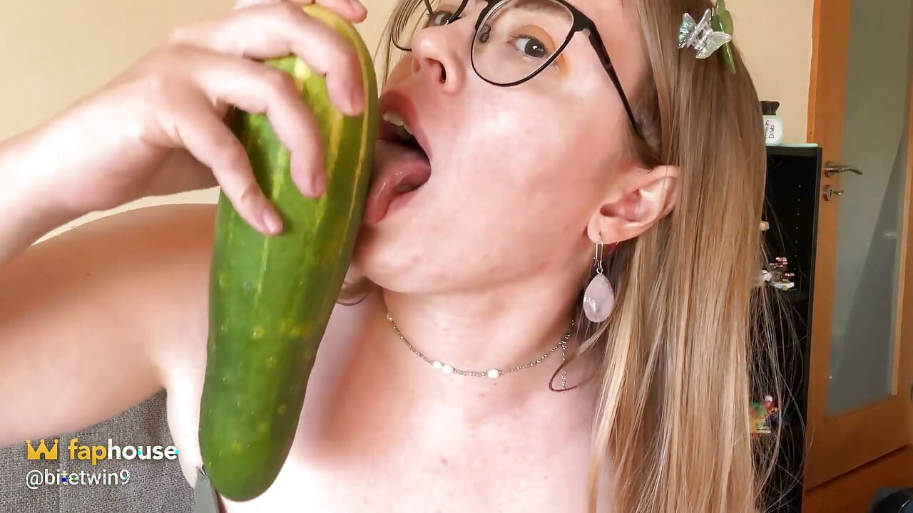 Slutty Girl Explores and Digs with a Large Cucumber
