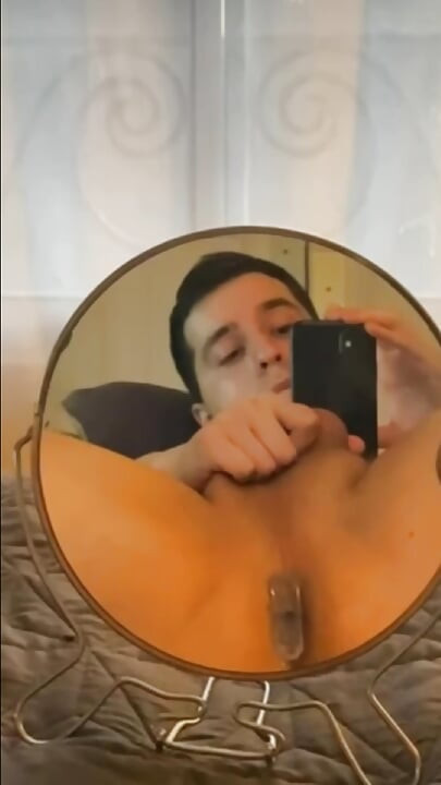 Just a Twink Playing With His New Plug, Lube & Mirror Until He Shoots His Hot Load