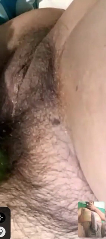 Unforgettable moment from "Another hot video call from my hairy stepsister putting cucumber in her pussy"