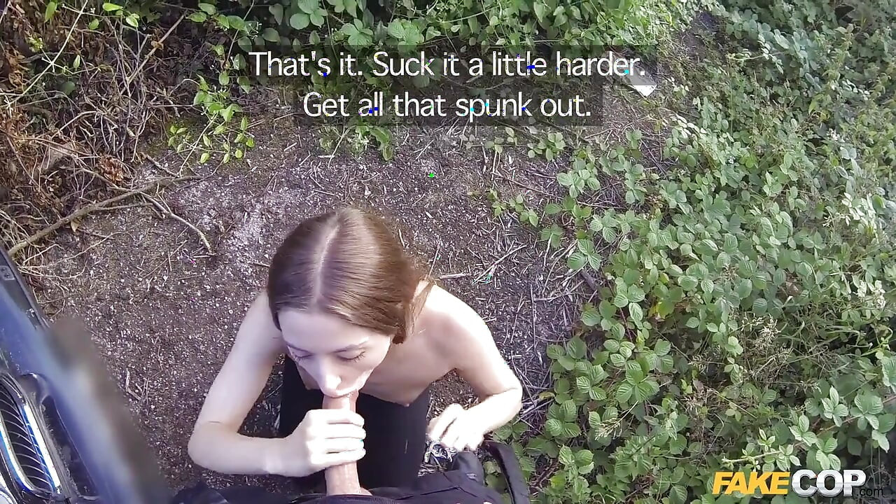 Fake Cop - Hard Fucked in the Car by a Tight Pussy and Deep Throat Blowjob