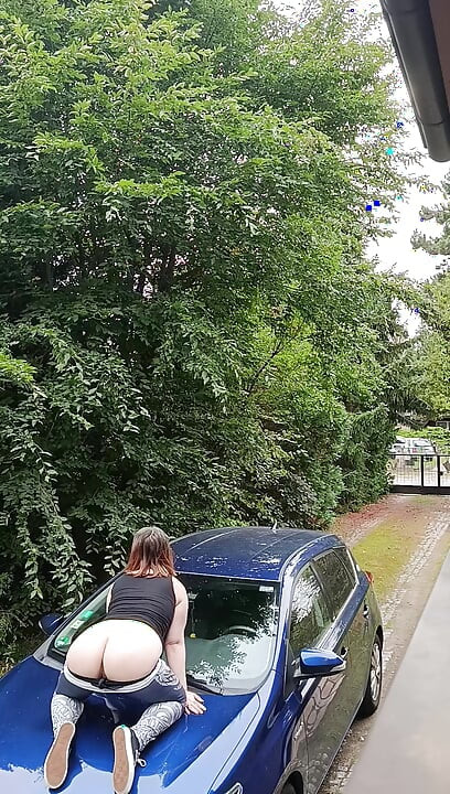 Sexy, pale ass on the bonnet