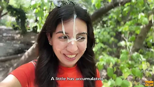 Crazy Girl Sucking Dick in the Bushes - Huge Facial Cumwalk