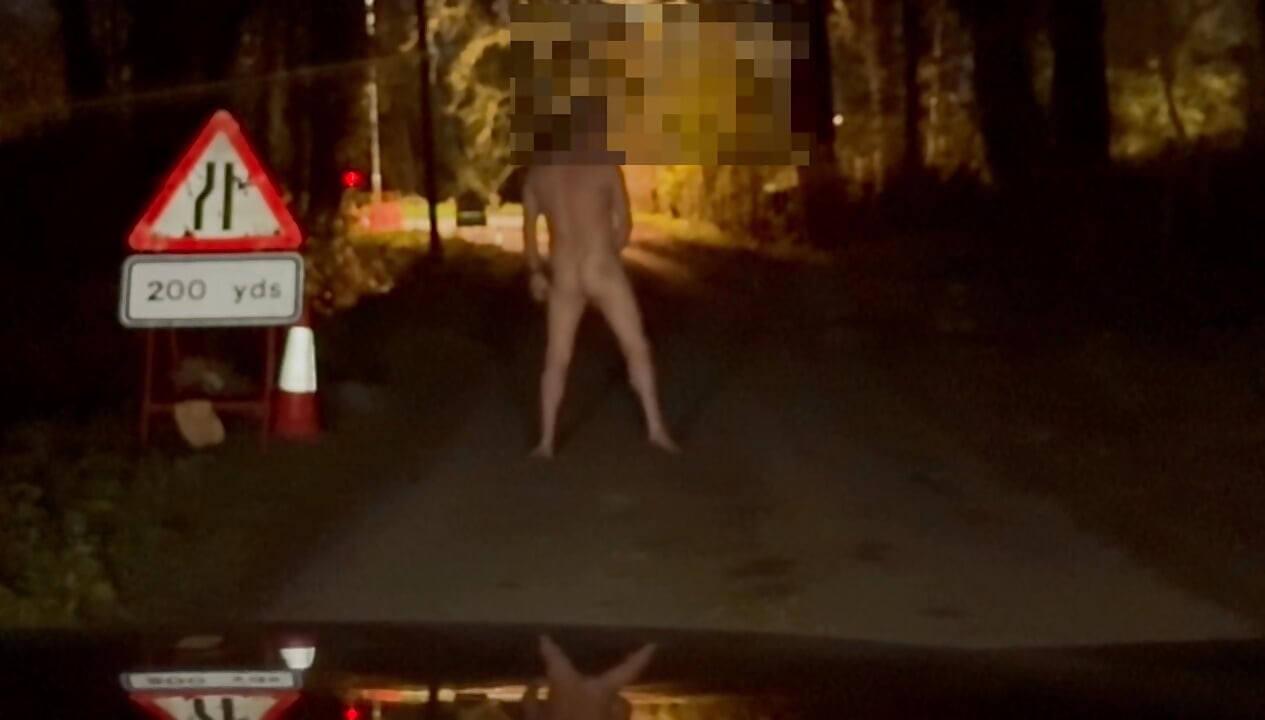 Playing naked and barefoot at some 4 way lights any one of the cars could have driven towards me