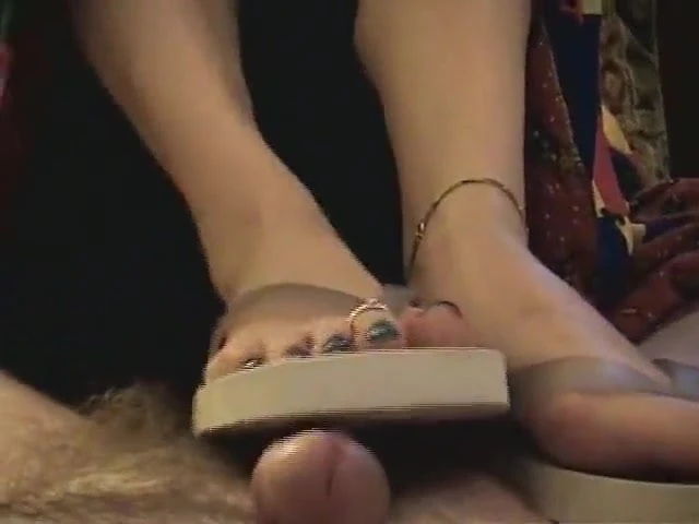 ledaemon's foot fetish-footjob38 with white sandals