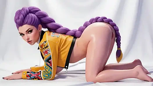 Rumi из KPOP Охотники на демонов танцуют обнаженной (мультфильм, 3D Ai) 04