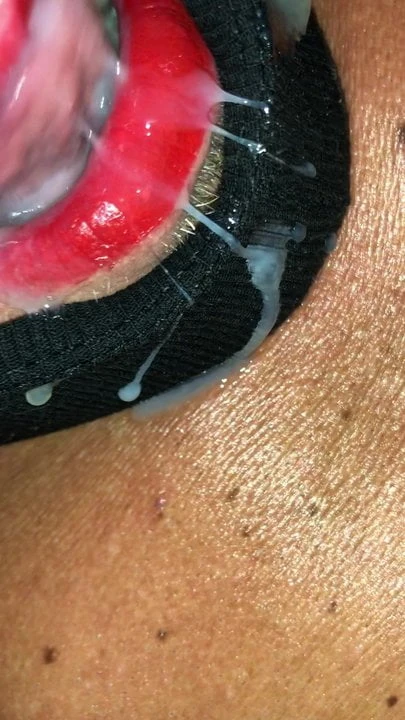 Wanking Cock & Cum in Mouth with Red Lips