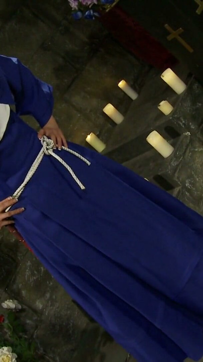 Religious Nun In Fetish Stockings Fucks Blonde With Long Dildo | Clip 1