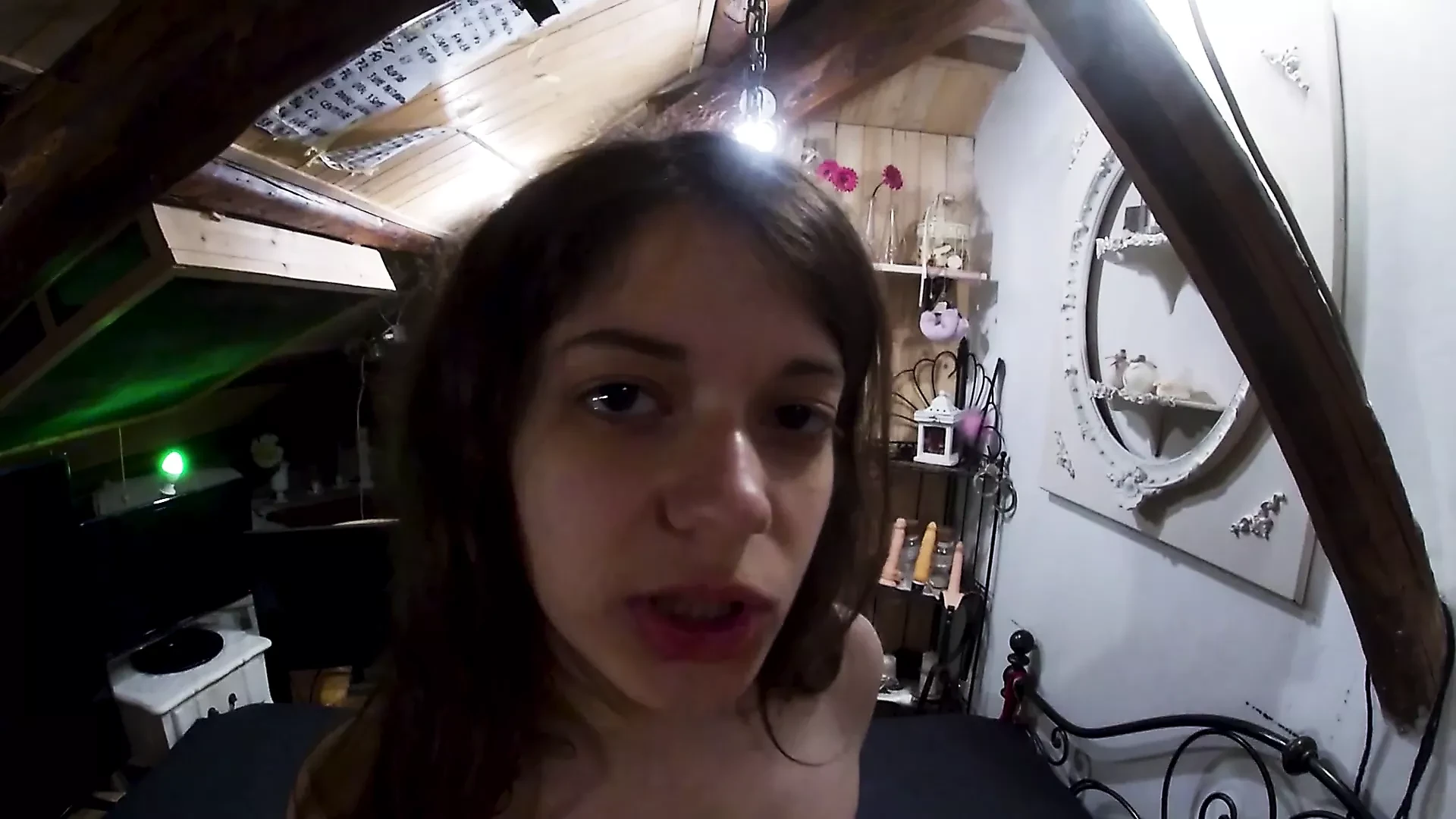 After a 3some fuck Mel smears   brother's cum on her tits!