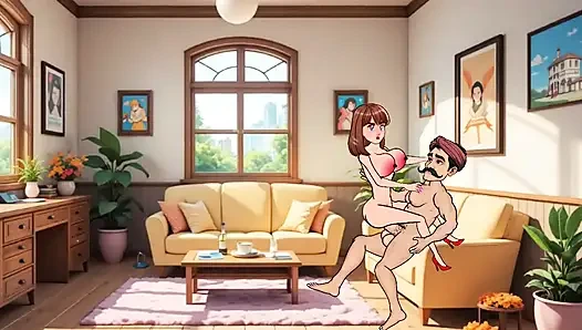 24 Year Old Girl Gets Hard Fucked by 36 Year Old Man in Living Room - Cartoon Animation