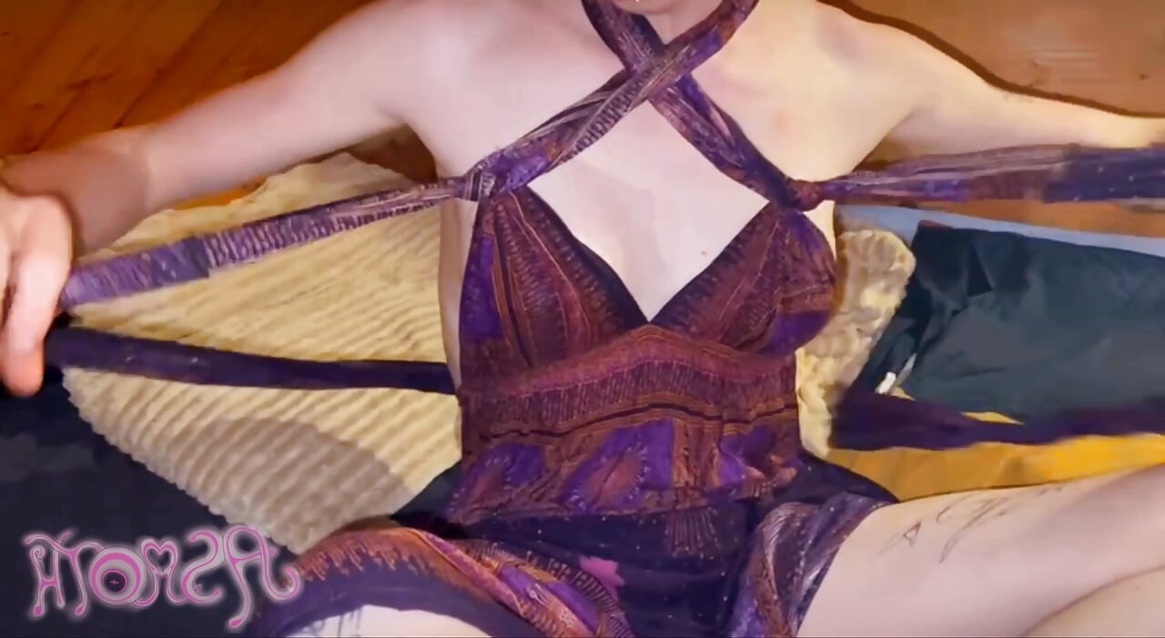 Trans babe strips and masturbates