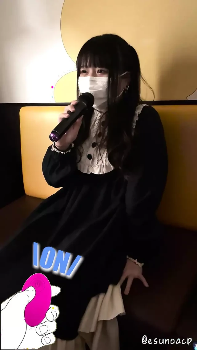 POV Japanese goth girl with remote sex toy in public downtown