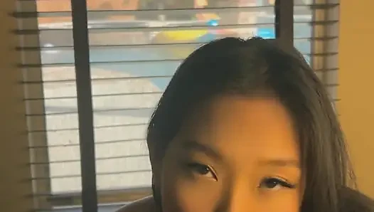 sexy asian girl giving handjob and blowjob huge cumshot