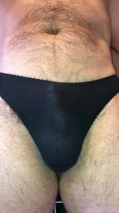 Pissing in black cotton panties