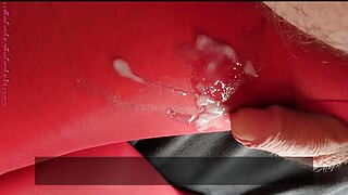 Nylonjunge loves the red pantyhose 3  Sperm