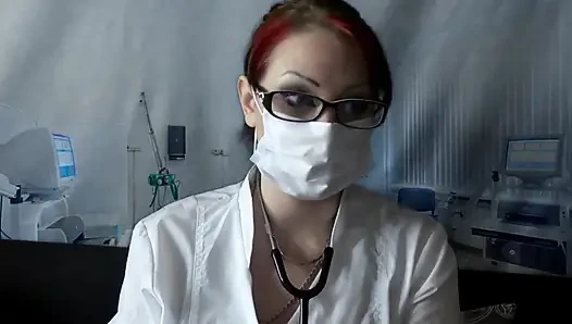 Doctor eating in medical mask and gloves