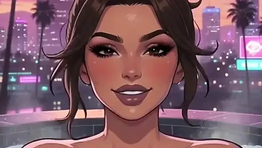Curvy Anime MILF Huge Boobs Sunset Cyber City Tease