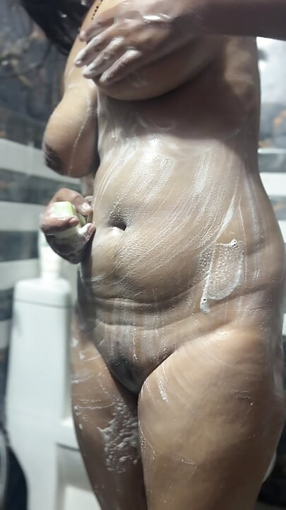 The wife got naked in the bathroom and started taking a bath