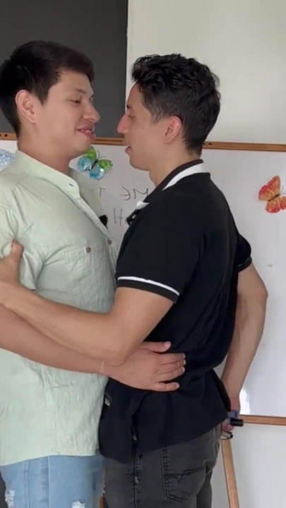 I'm late to class because I sucked dicks in the school bathroom, and to make it up to my teacher, I let him fuck my ass. | Clip 1