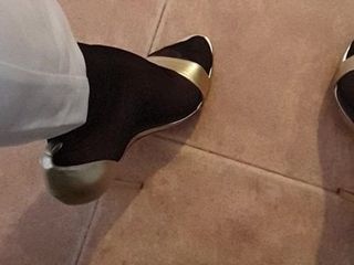 white pants and golden heels part 1