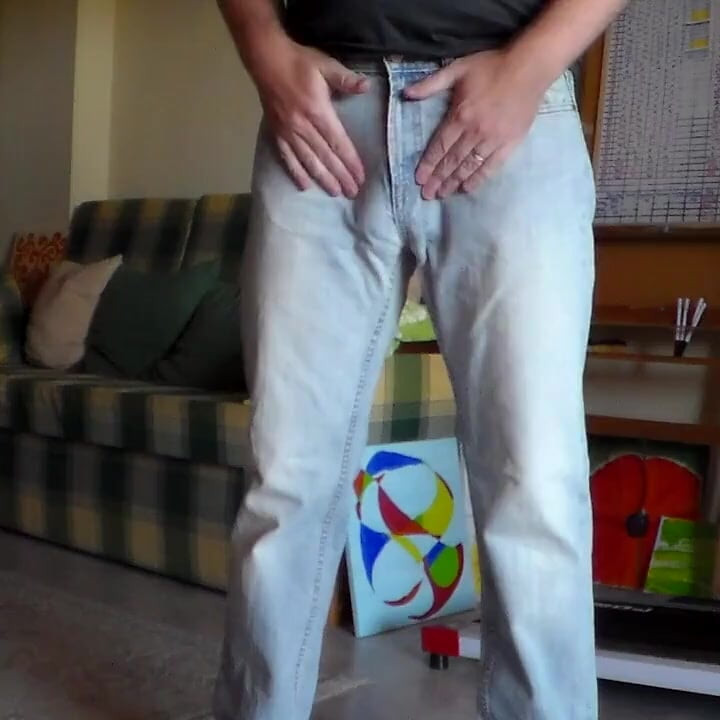 John is peeing in his jeans