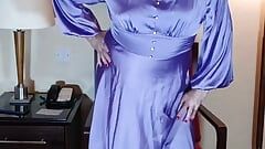Very sexy crossdresser in gorgeous full length satin gown