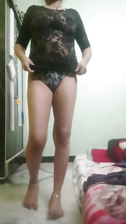 Desi Girl in Black Sheer Top & Panty - Transparent Tease - Curvy Figure - No Face - 4K Ultra HD