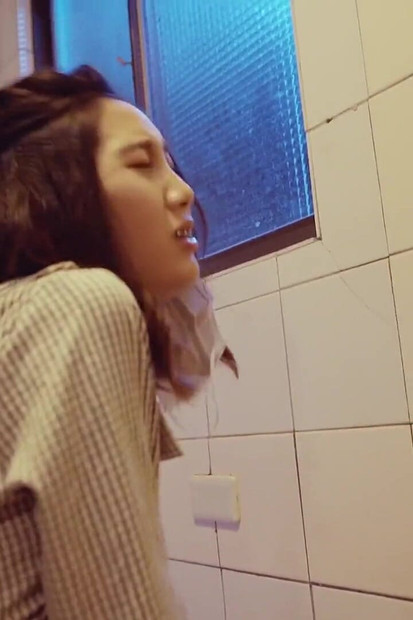 Chinese horny couple can't wait till they get back home, so they fuck in the public bathroom -Perv Milfs n Teens