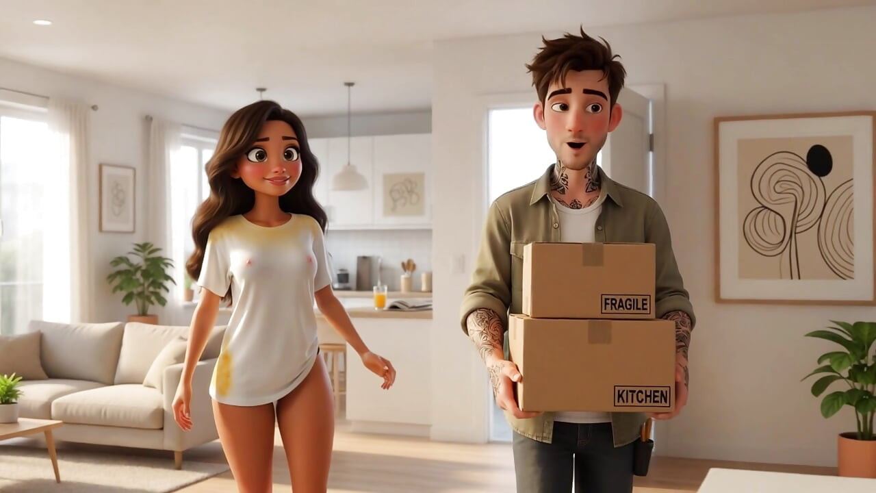 Hot Monday Morning Surprise Visit from Husband's Colleague Leads to Intense Passionate Pleasure (AI generated)