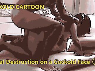 Cuckold-Cartoon: Anale Zerstörung im Gesicht eines Cuckolds