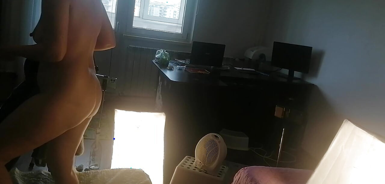 Sexy wife with hairy pussy dances naked. Wife hairy pussy, big tits, big ass. Amateur milf massages herself with a vibrator.