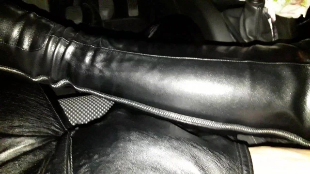 Leather handjob