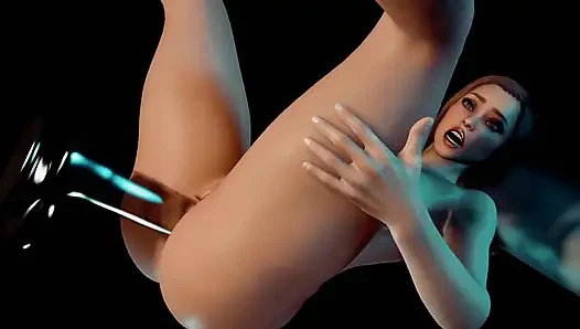 У грудастой девушки анальный стеклянный дилдо - 3D порно