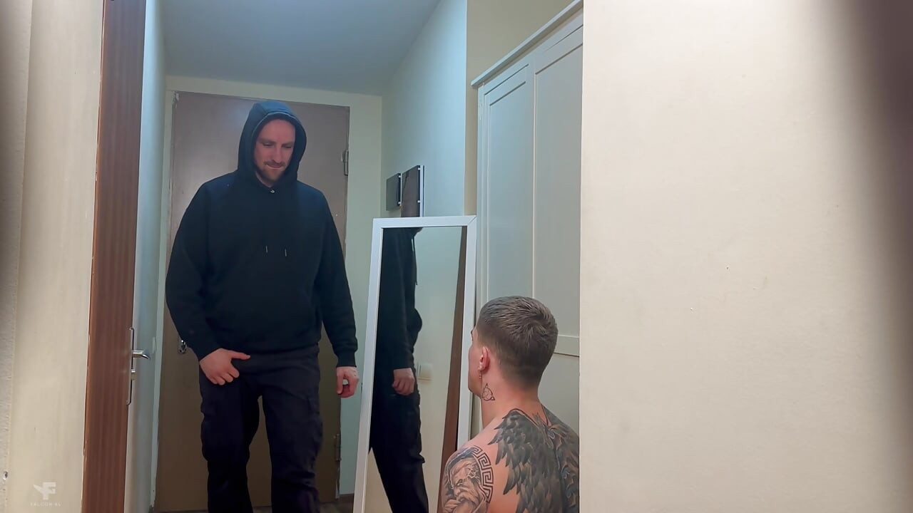 Hard anal fucking of a submissive guy and a juicy cumshot on his face