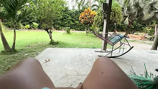 Colombian peasant woman masturbates outside her house for the neighbors to watch her