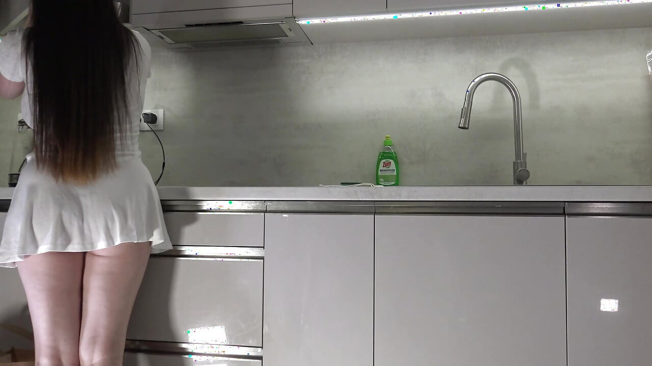 Big tits big ass all natural beautiful college girl in a see through white dress flashes her long legs and panties