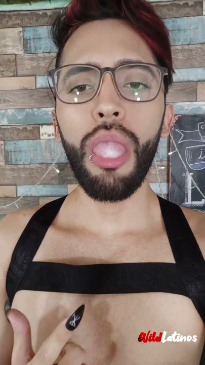 Jerking My Big Uncut Latino Cock On My Cock Ring Harness Until I Shoot A Big Load And Eat My Cum | Clip 2