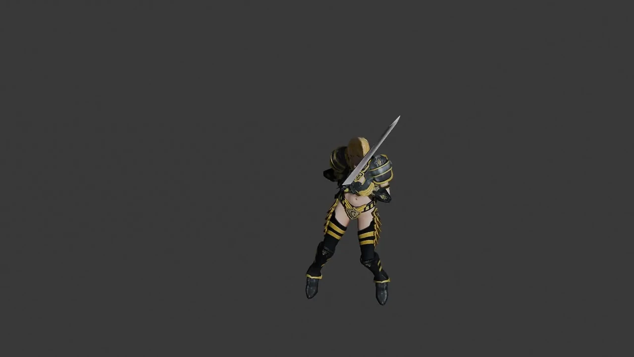 a girl dancing with sword