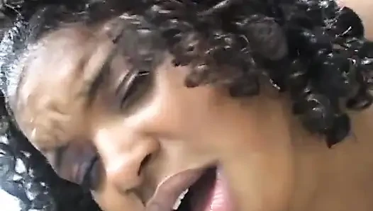 Horny ebony girls suck a large cock and balls to make the work day go by