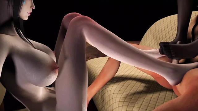3D Super Hot Threesome Fetish Footjob Sex with Big Cock
